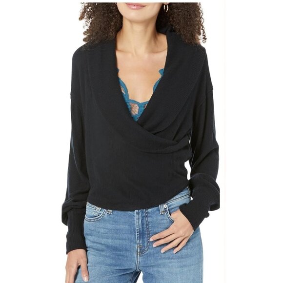 Free People Hold Me Close Black Long Sleeve Top Size XS - Picture 1 of 7